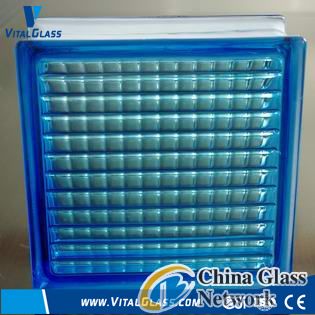 Clear/Blue Parallel glass Block/Brick with Pattern